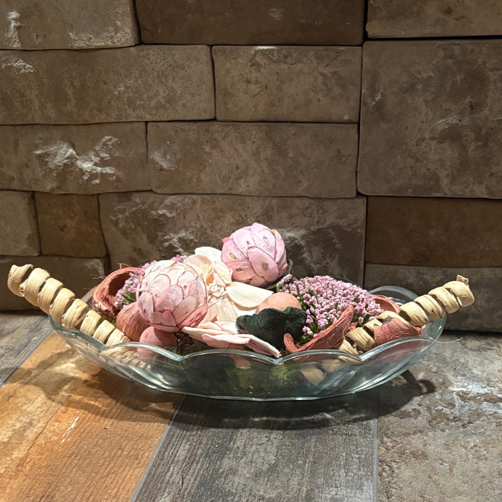 Decorative Glass Bowl with Pink Potpourri